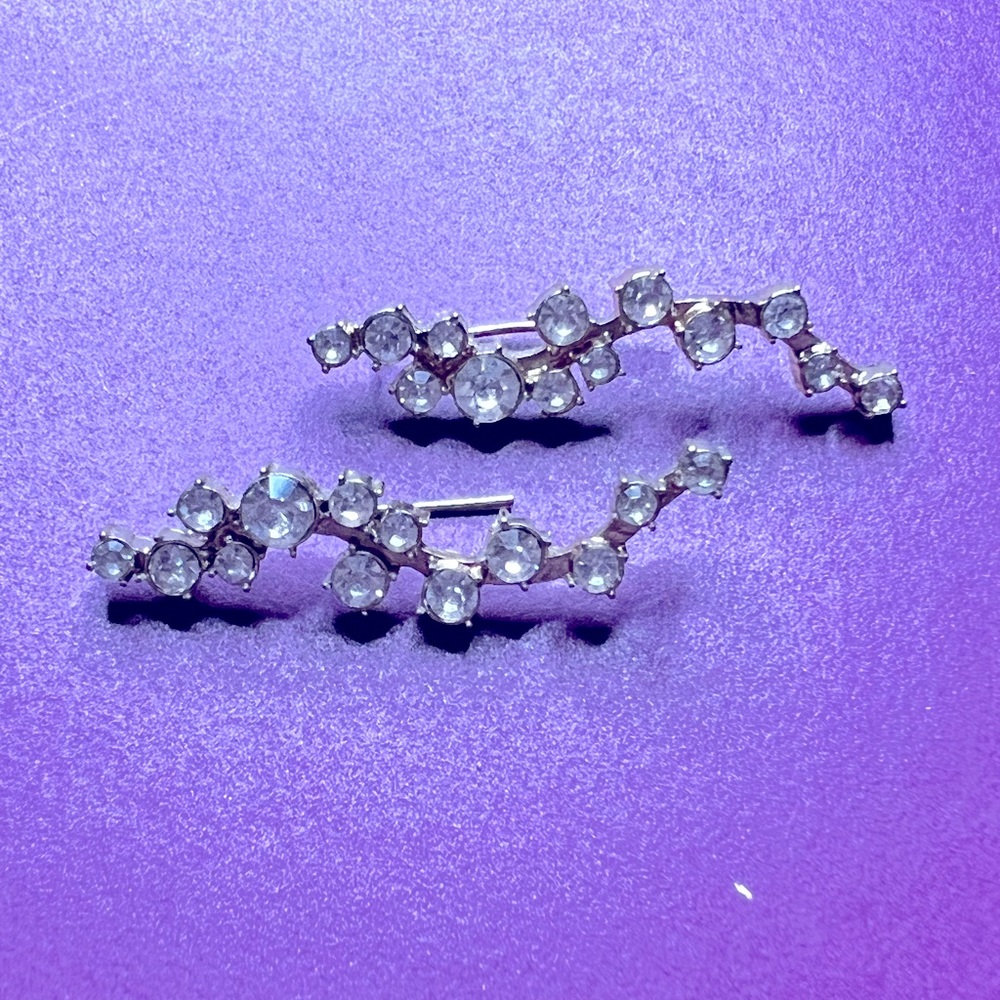Rhinestone and gold earrings